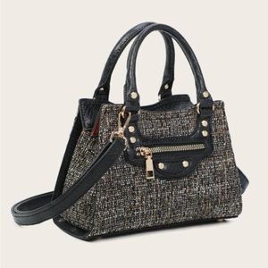 Women’s Crossbody Purse- Tweed with Gold Hardware